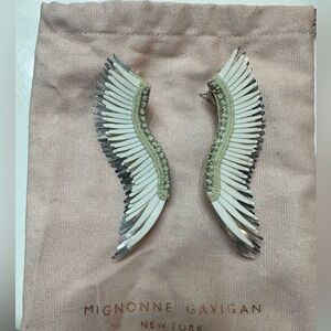 Mignonne Gavigan White and Silver Wing Earrings